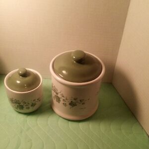 Green and White Ceramic Canister Set